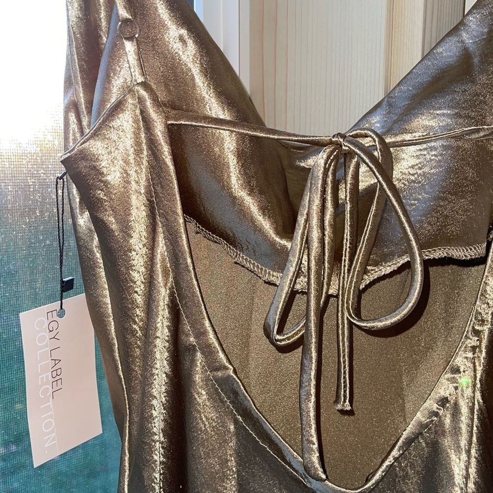 Sold! Gold Zahra Satin Slip Dress - Picture 5 of 12